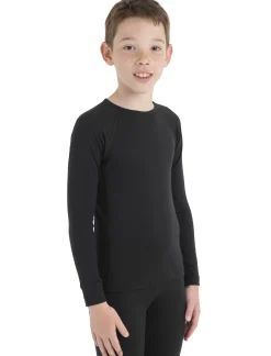 Icebreaker Kids' Merino 200 Oasis Long Sleeve Crew Neck Thermal Top Black Hot