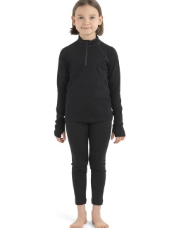 Icebreaker Kids' Merino 260 Tech Long Sleeve Half Zip Thermal Top Black Cheap