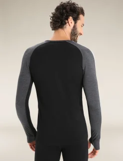 Icebreaker Men's 260 ZoneKnit™ Long Sleeve Crewe Thermal Top JetHeather/Black Cheap
