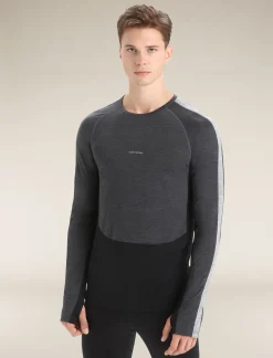 Icebreaker Men's 125 ZoneKnit™ Long Sleeve Crewe Thermal Top JetHeather/Black Clearance