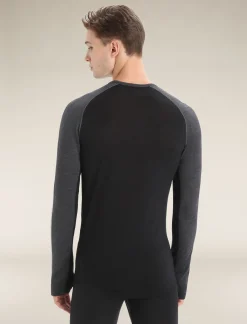 Icebreaker Men's 125 ZoneKnit™ Long Sleeve Crewe Thermal Top JetHeather/Black Clearance