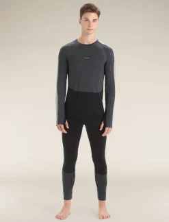 Icebreaker Men's 125 ZoneKnit™ Long Sleeve Crewe Thermal Top JetHeather/Black Clearance