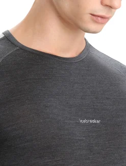 Icebreaker Men's 125 ZoneKnit™ Long Sleeve Crewe Thermal Top JetHeather/Black Clearance