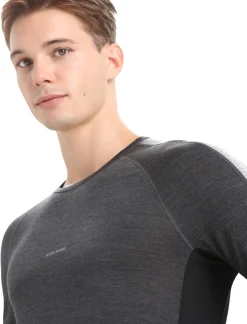 Icebreaker Men's 125 ZoneKnit™ Long Sleeve Crewe Thermal Top JetHeather/Black Clearance
