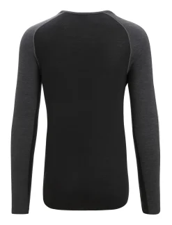 Icebreaker Men's 125 ZoneKnit™ Long Sleeve Crewe Thermal Top JetHeather/Black Clearance