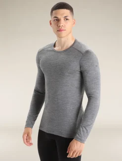 Icebreaker Men's Merino 200 Oasis Long Sleeve Crew Neck Thermal Top GritstoneHeather Best