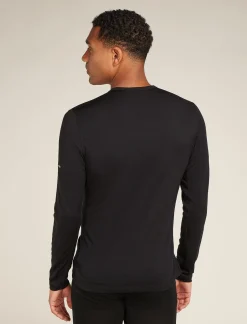 Icebreaker Men's Merino 200 Oasis Long Sleeve Crewe Thermal Top Remarkables Black Flash Sale