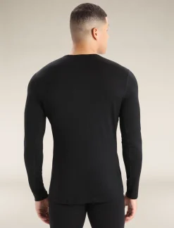Icebreaker Men's Merino 200 Oasis Long Sleeve Crew Neck Thermal Top Black Sale