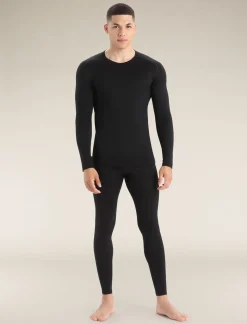 Icebreaker Men's Merino 200 Oasis Long Sleeve Crew Neck Thermal Top Black Sale