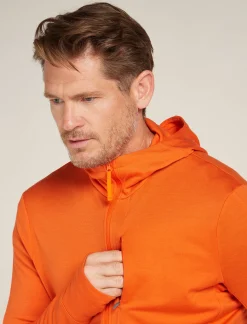 Icebreaker Men's Merino 260 Quantum Long Sleeve Zip Hoodie Blaze Outlet