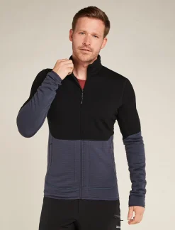 Icebreaker Men's Merino 400 RealFleece™ Descender Long Sleeve Zip Black/Graphite Cheap