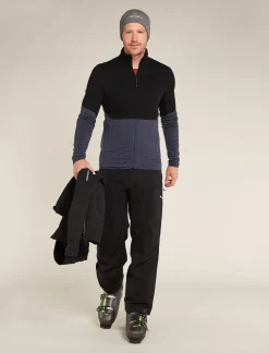 Icebreaker Men's Merino 400 RealFleece™ Descender Long Sleeve Zip Black/Graphite Cheap