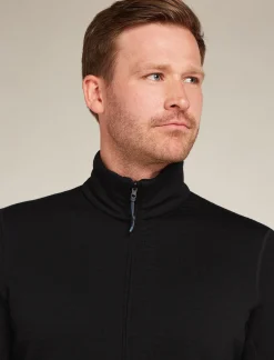 Icebreaker Men's Merino 400 RealFleece™ Descender Long Sleeve Zip Black/Graphite Cheap