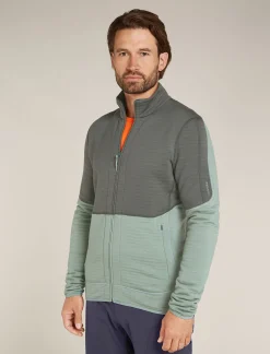 Icebreaker Men's Merino 400 RealFleece™ Descender Long Sleeve Zip Galaxy/Moss New