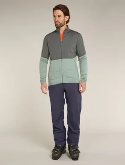 Icebreaker Men's Merino 400 RealFleece™ Descender Long Sleeve Zip Galaxy/Moss New