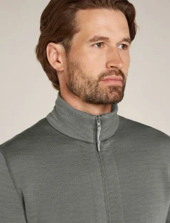 Icebreaker Men's Merino 400 RealFleece™ Descender Long Sleeve Zip Galaxy/Moss New