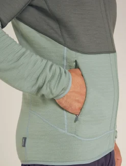Icebreaker Men's Merino 400 RealFleece™ Descender Long Sleeve Zip Galaxy/Moss New