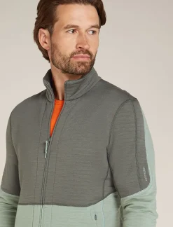 Icebreaker Men's Merino 400 RealFleece™ Descender Long Sleeve Zip Galaxy/Moss New