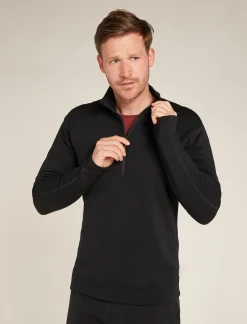 Icebreaker Men's Merino 360 Realfleece™ Elemental Long Sleeve Half Zip Jacket Black Best