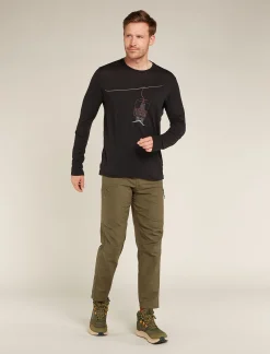 Icebreaker Men's Merino 150 Tech Lite Long Sleeve T-Shirt Bear Lift Black Flash Sale