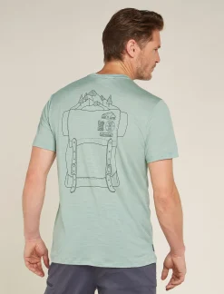 Icebreaker Men's Merino 150 Tech Lite Short Sleeve T-Shirt IB Back Pack Moss Store