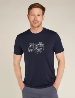 Icebreaker Men's Merino 150 Tech Lite Short Sleeve T-Shirt Van Life MidnightNavy Fashion