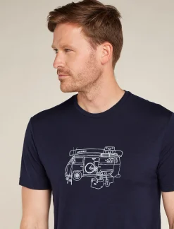Icebreaker Men's Merino 150 Tech Lite Short Sleeve T-Shirt Van Life MidnightNavy Fashion