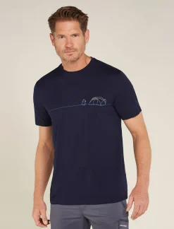 Icebreaker Men's Merino 150 Tech Lite Short Sleeve T-Shirt Single Line Camp MidnightNavy Shop