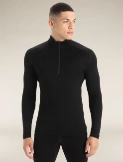 Icebreaker Men's Merino 260 Tech Long Sleeve Half Zip Thermal Top Black New