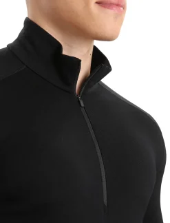 Icebreaker Men's Merino 260 Tech Long Sleeve Half Zip Thermal Top Black New