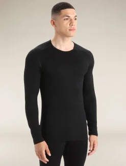 Icebreaker Men's Merino 260 Tech Long Sleeve Crew Neck Thermal Top Black Cheap