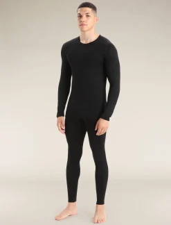 Icebreaker Men's Merino 260 Tech Long Sleeve Crew Neck Thermal Top Black Cheap