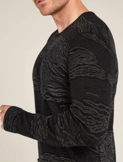 Icebreaker Men's Merino 260 Vertex Long Sleeve Crewe Thermal Top Snow Guide Black/Galaxy Clearance