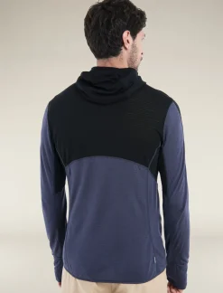 Icebreaker Men's Merino Blend 200 Realfleece™ Descender Long Sleeve Zip Hoodie Black/Graphite New