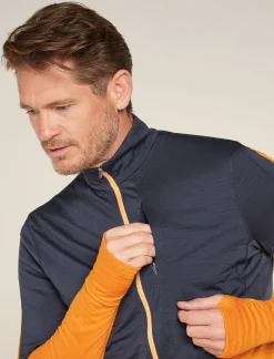 Icebreaker Men's Merino Blend 200 Realfleece™ Descender Long Sleeve Half Zip Jacket Graphite/Ray Shop