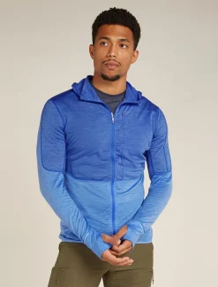 Icebreaker Men's Merino Blend 200 Realfleece™ Descender Long Sleeve Zip Hoodie Brillant/Baja Shop