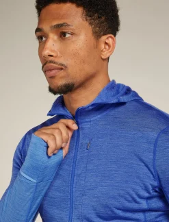 Icebreaker Men's Merino Blend 200 Realfleece™ Descender Long Sleeve Zip Hoodie Brillant/Baja Shop