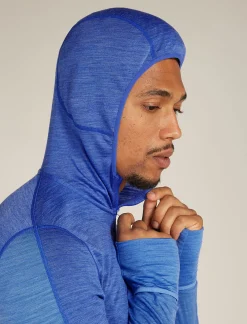 Icebreaker Men's Merino Blend 200 Realfleece™ Descender Long Sleeve Zip Hoodie Brillant/Baja Shop