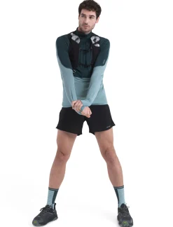 Icebreaker Men's Merino Blend 200 Realfleece™ Descender Long Sleeve Half Zip Jacket FathomGreen/CloudRay Outlet