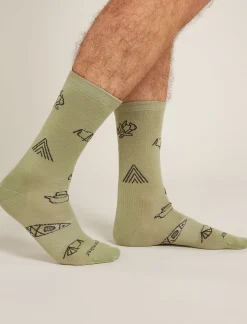 Icebreaker Men's Merino Lifestyle Ultralight Crew Socks Camp Essentials Lichen/Bittersweet Discount