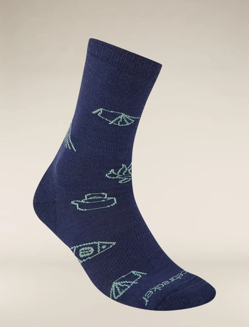 Icebreaker Men's Merino Lifestyle Ultralight Crew Socks Camp Essentials RoyalNavy/CloudRay New