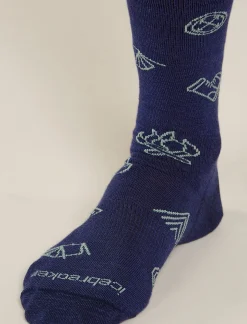 Icebreaker Men's Merino Lifestyle Ultralight Crew Socks Camp Essentials RoyalNavy/CloudRay New