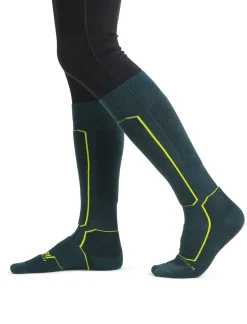 Icebreaker Men's Merino Ski+ Medium Over the Calf Socks FathomGreen/Black New
