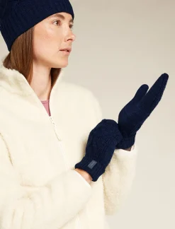 Icebreaker Unisex Merino Cable Knit Mittens MidnightNavy/RoyalNavy Hot