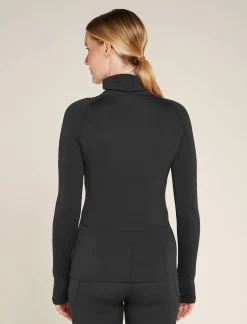 Icebreaker Women's 300 MerinoFine™ Polar Long Sleeve Roll Neck Thermal Top Black Outlet
