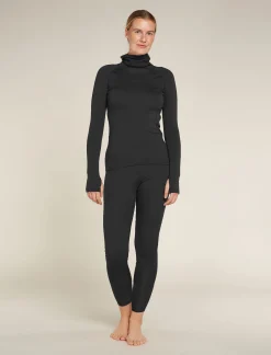 Icebreaker Women's 300 MerinoFine™ Polar Long Sleeve Roll Neck Thermal Top Black Outlet