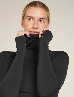 Icebreaker Women's 300 MerinoFine™ Polar Long Sleeve Roll Neck Thermal Top Black Outlet