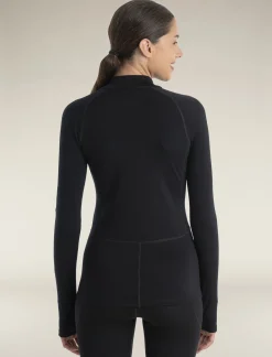 Icebreaker Women's 300 MerinoFine™ Polar Long Sleeve Half Zip Thermal Top Black Flash Sale