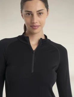 Icebreaker Women's 300 MerinoFine™ Polar Long Sleeve Half Zip Thermal Top Black Flash Sale