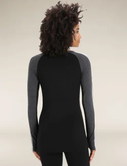 Icebreaker Women's 260 ZoneKnit™ Long Sleeve Crewe Thermal Top JetHeather/Black Best Sale